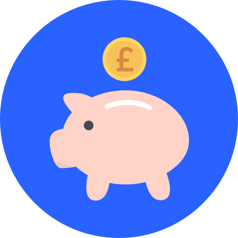 An icon of a piggybank saving money
